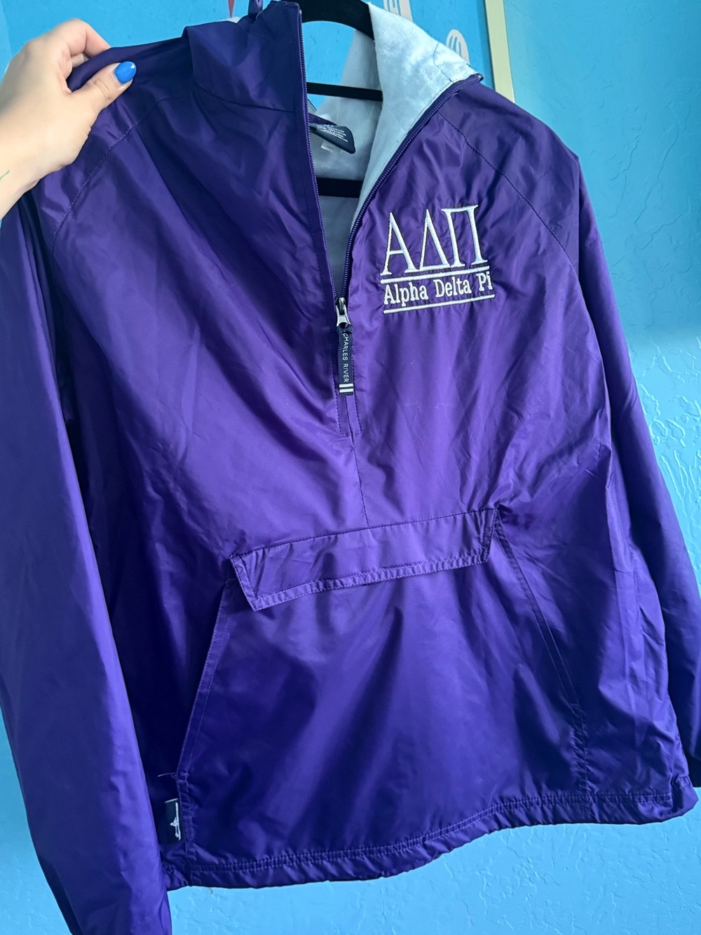 Alpha Delta Pi Purple Pullover Windbreaker Rain Jacket